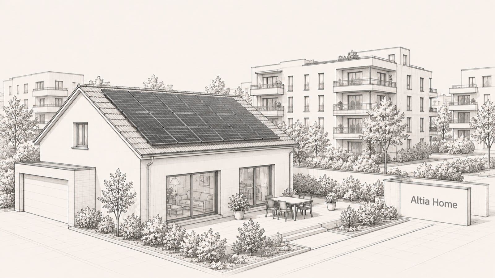 Maison équipée d’une installation solaire résidentielle Altia Home.