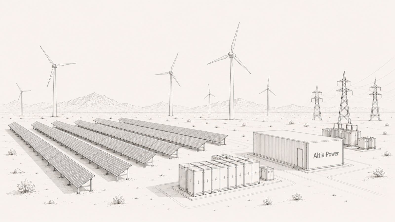 Centrales solaires et éoliennes Altia Power dans un paysage marocain.